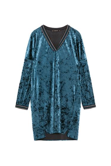 VELVET DRESS WITH TRIMS