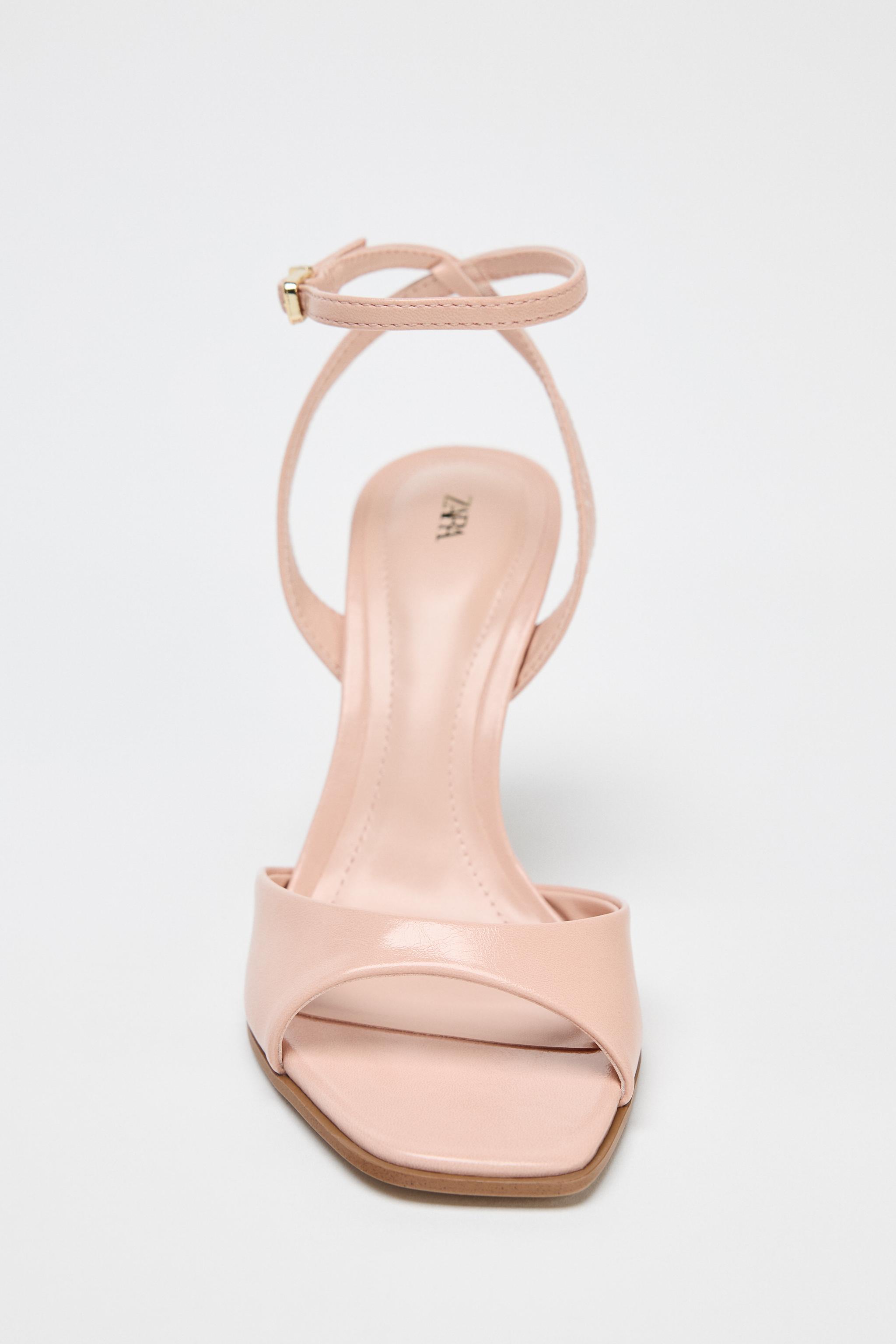 New ZARA CHUNKY HIGH HEELED FAUX PATENT LEATHER EFFECT