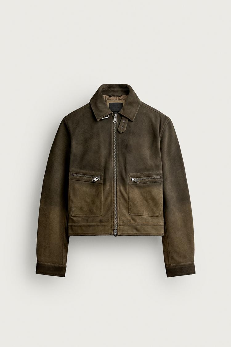 WASHED LEATHER CROPPED FIT JACKET