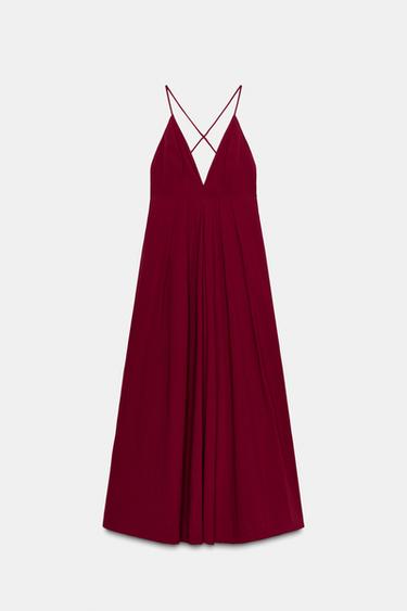 VESTIDO LONGO COM COSTAS ABERTAS ZW COLLECTION - Bordô da Zara