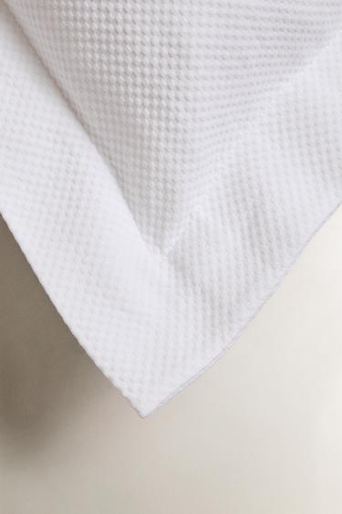 COTTON PIQUÉ CUSHION COVER - White by Zara - Image 1
