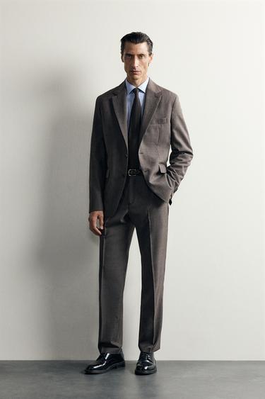 CHECK WOOL BLEND SUIT - Light blue by Zara - Image 0