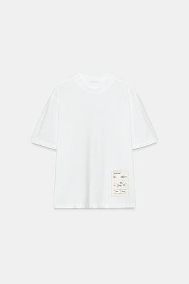 تيشرت REGULAR FIT بملصق - أبيض by Zara