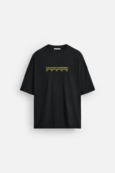 SLOGAN PRINT T-SHIRT - Black by Zara - Image 0