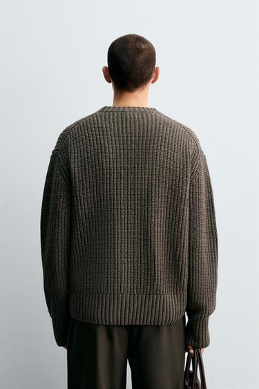 COTTON-WOOL TEXTURED SWEATER - Mink marl by Zara - Image 2