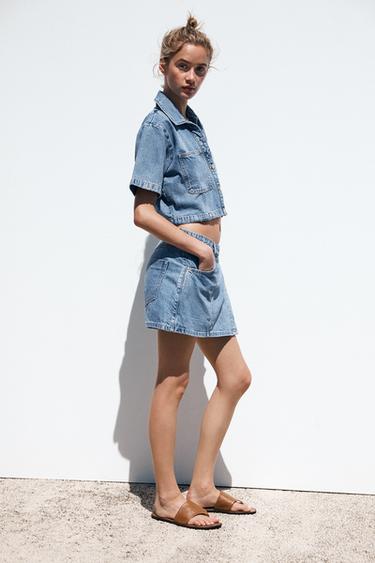 Z1975 JUPE-CULOTTE CROISÉE EN JEAN - Bleu moyen de Zara - Image 4