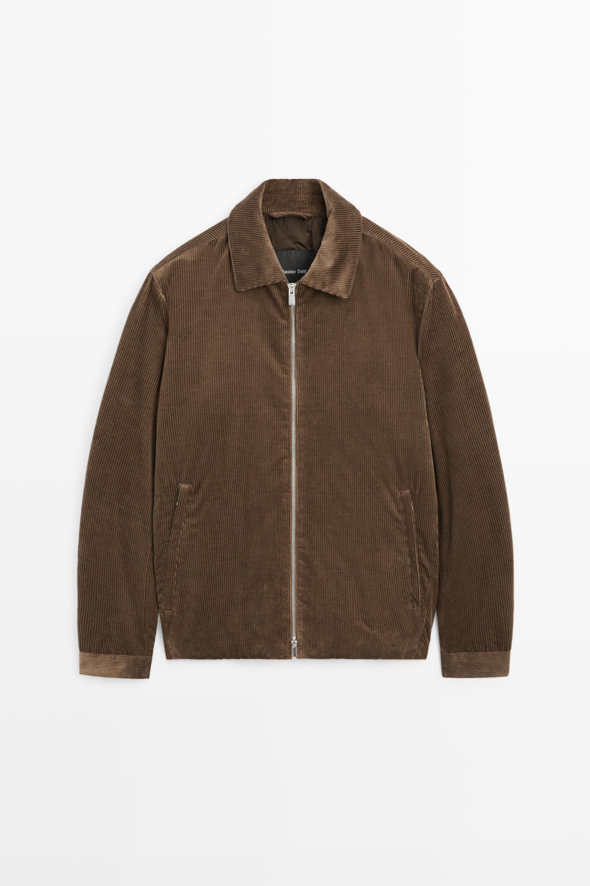 Quilted corduroy zip jacket
