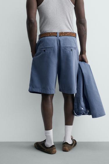 WASHED PLEATED BERMUDA SHORTS - Blue marl by Zara - Image 2