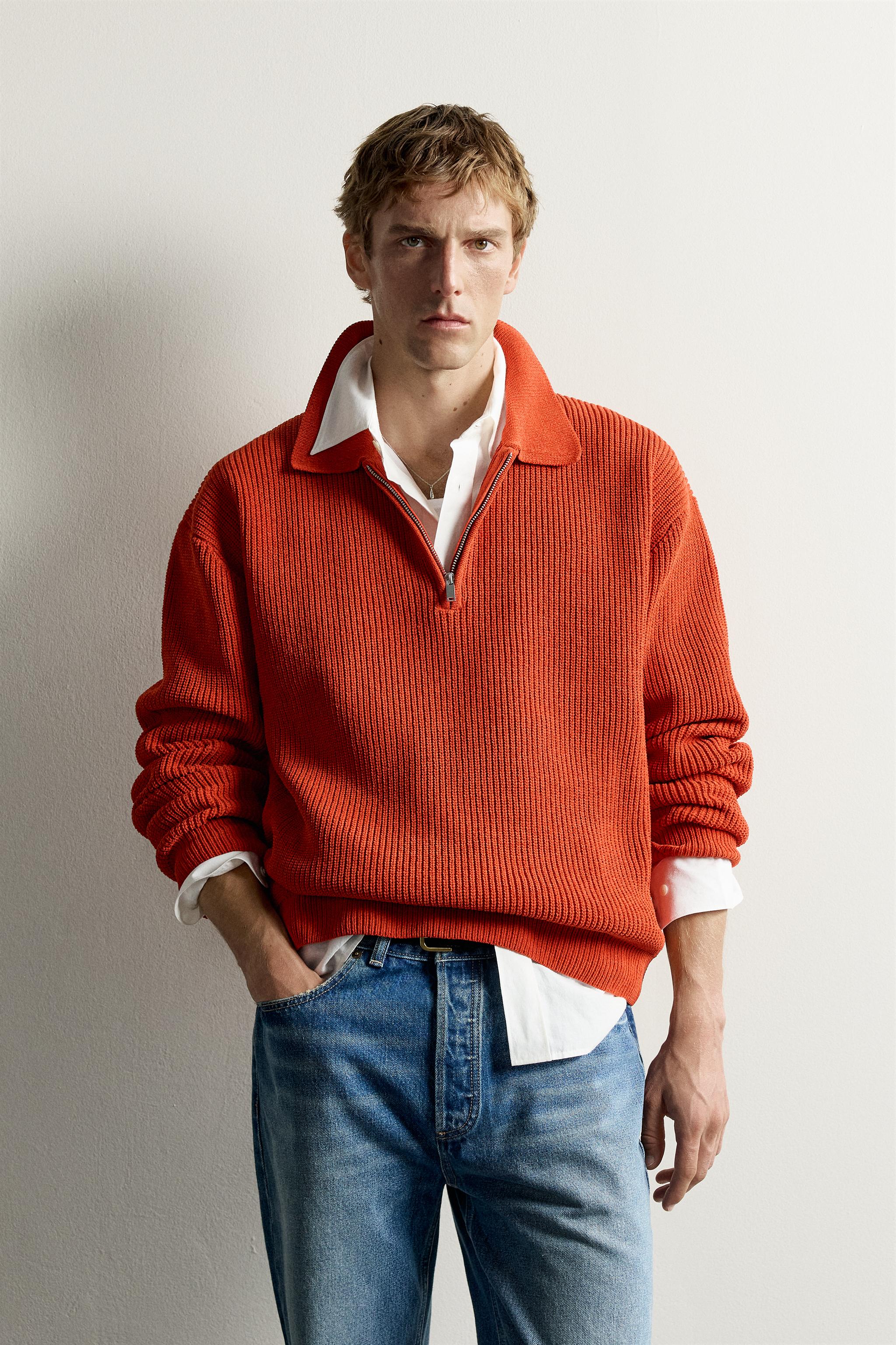 Мужские рубашки Zara QUARTER-ZIP KNIT POLO SHIRT — фото 2