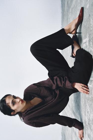 Zara LIMITED EDITION LEATHER SLINGBACK SHOES - Brown