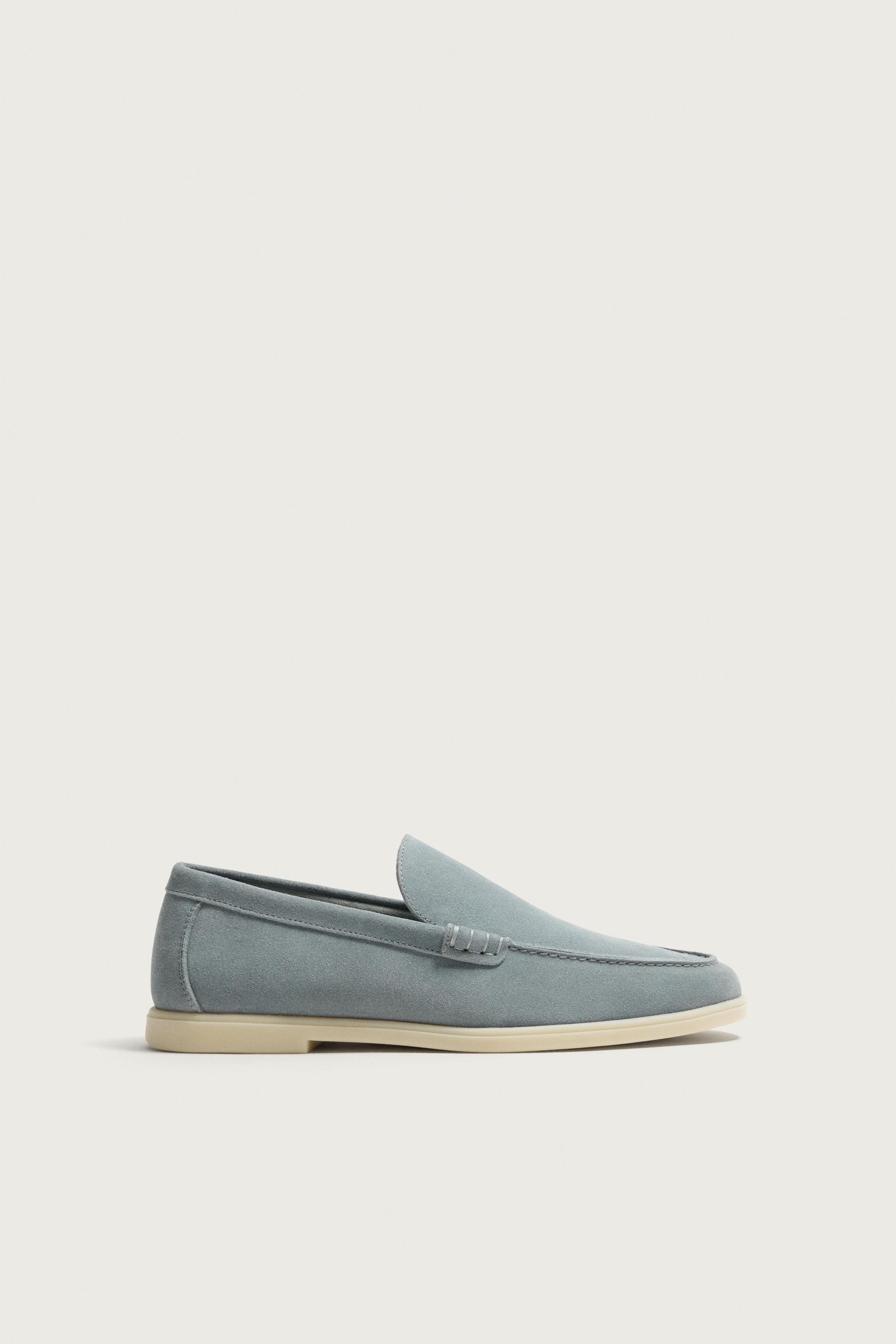 CASUAL LEATHER LOAFERS — Light Blue