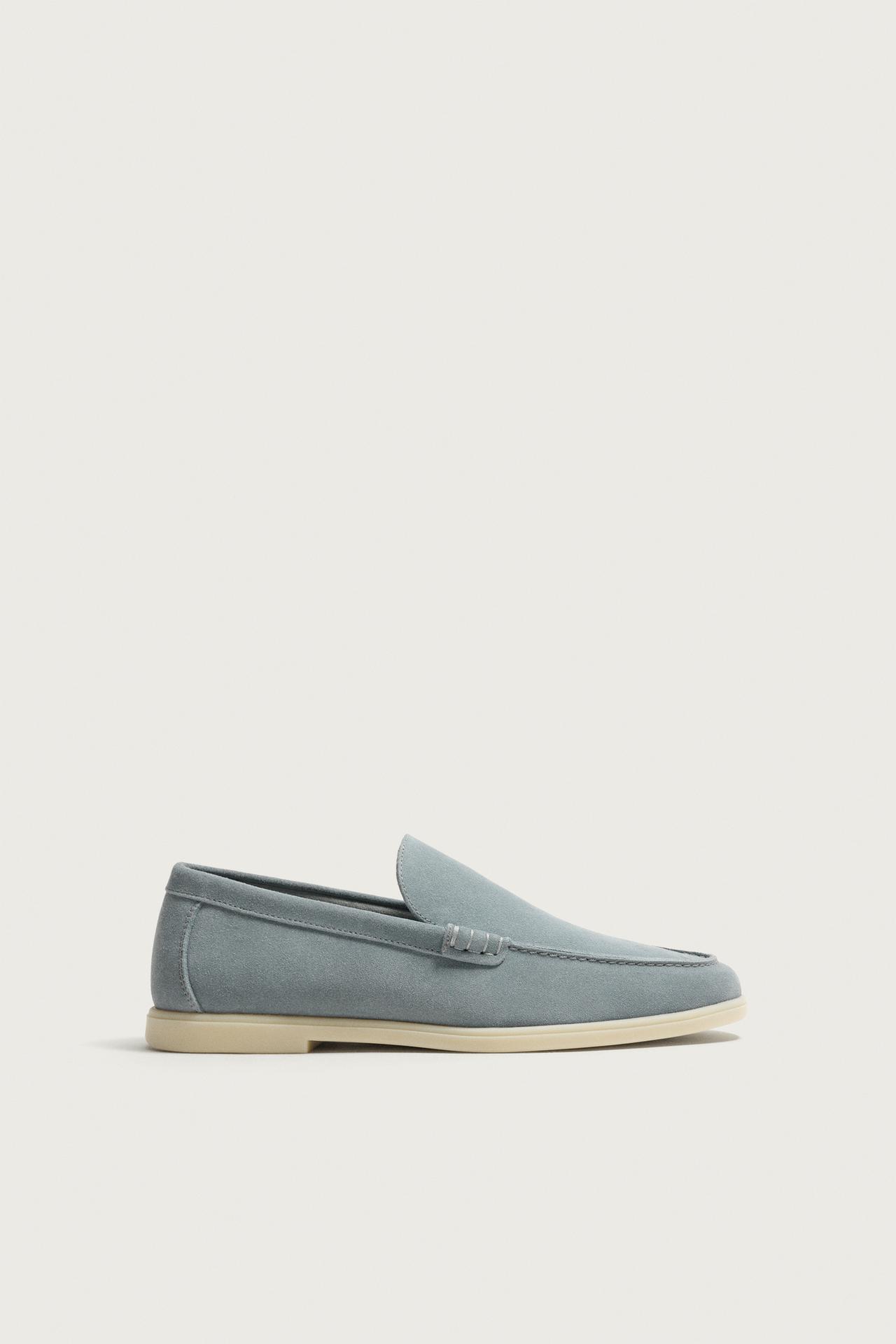 CASUAL LEATHER LOAFERS — Light Blue