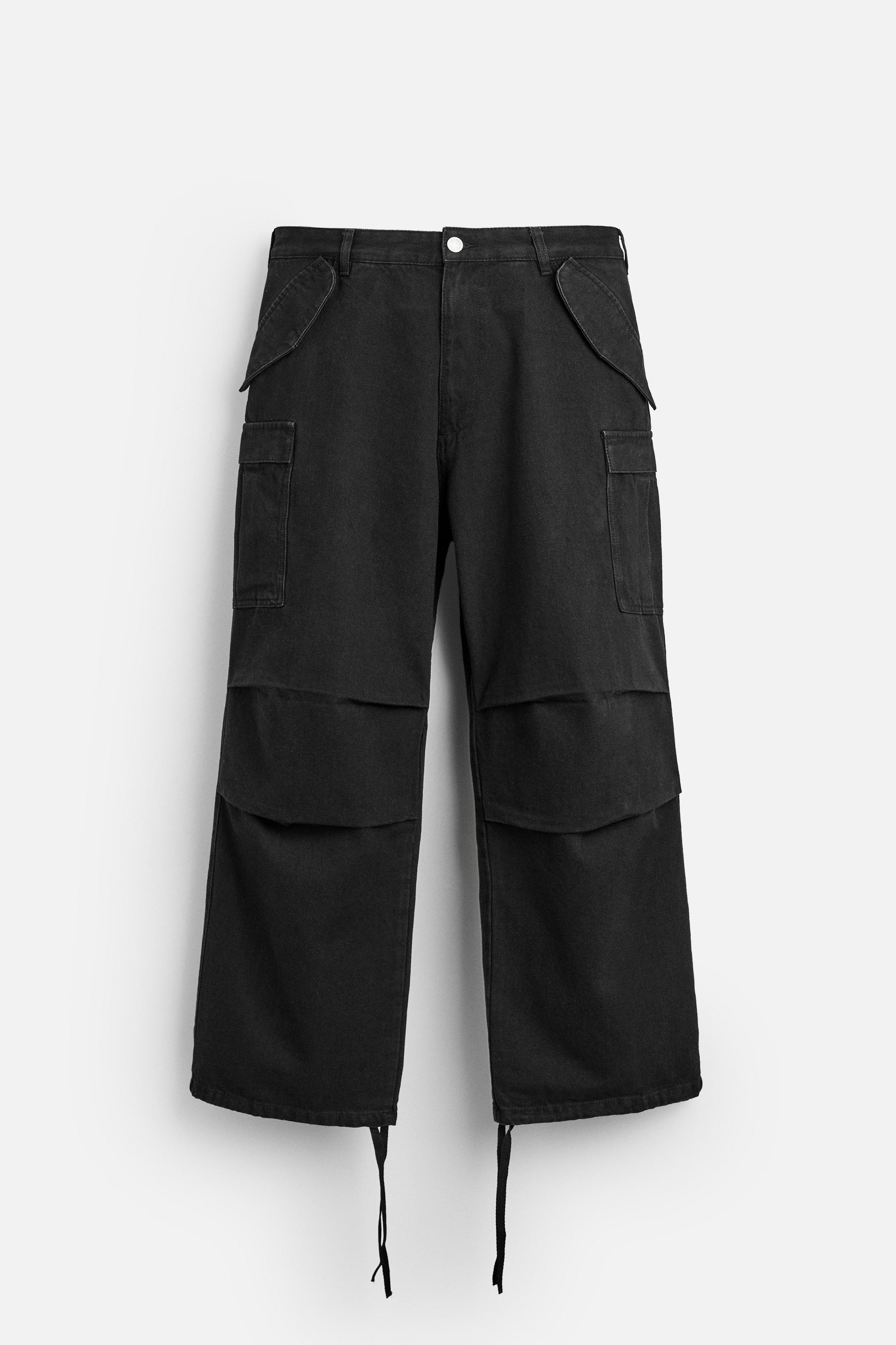 Black cargo pants zara online