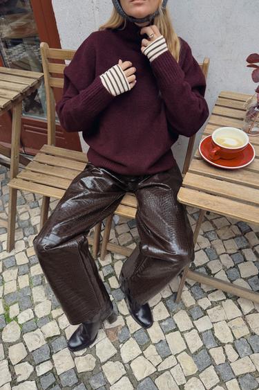 SOFT KNIT HIGH NECK JUMPER - Burgundy by Zara