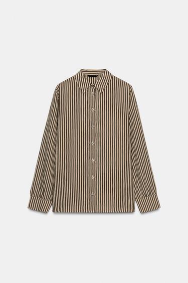 CHEMISE RAYÉE - écru/vert kaki de Zara - Image 4