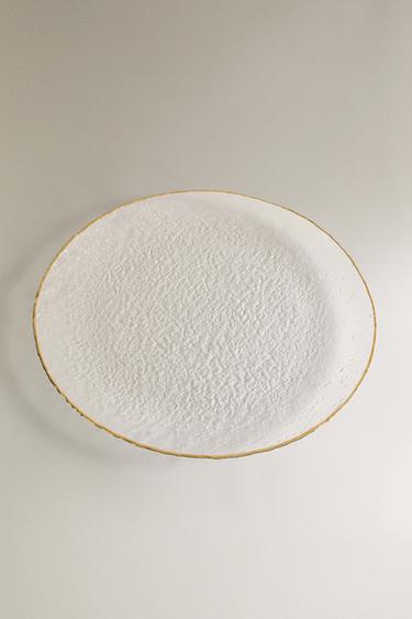 SOUS-ASSIETTE VERRE RELIEF LISERÉ DORÉ - Transparent de Zara - Image 1