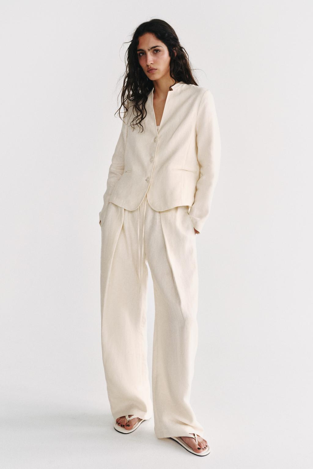 100% LINEN PLEATED PANTS ZW COLLECTION