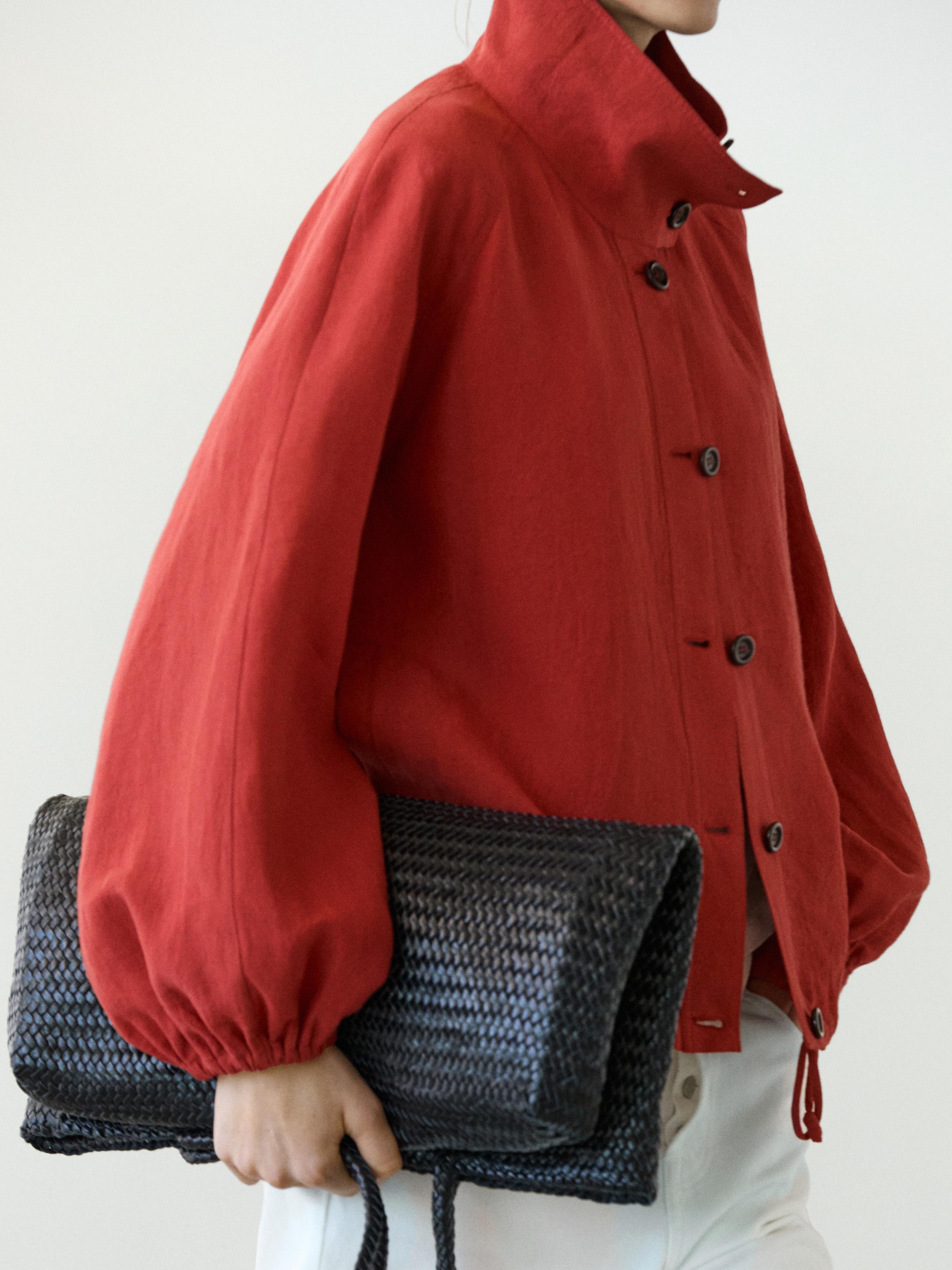 Linen puff bomber jacket