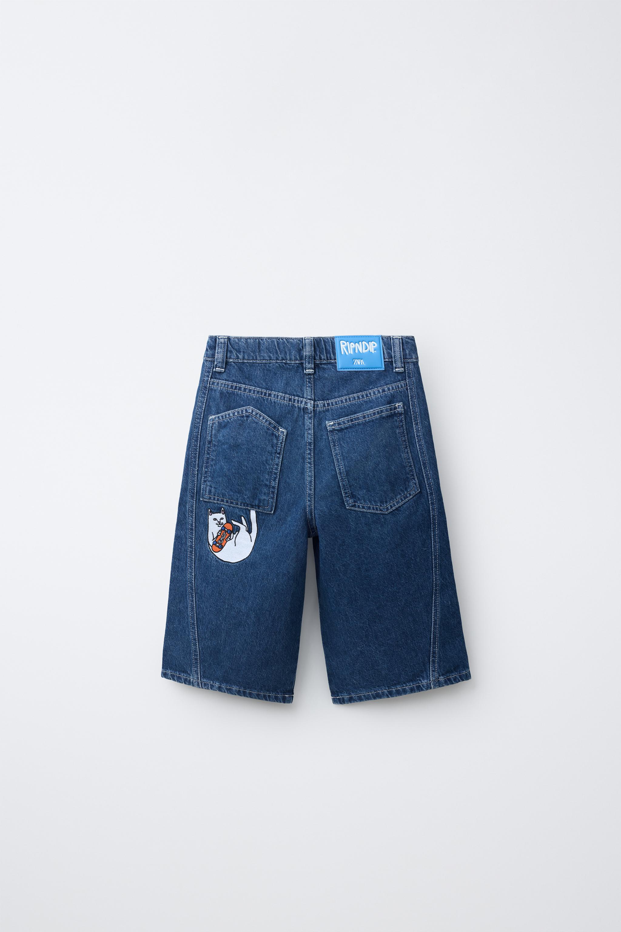 RIPNDIP x ZARA Kids Embroidered Skater Denim Shorts — view 2