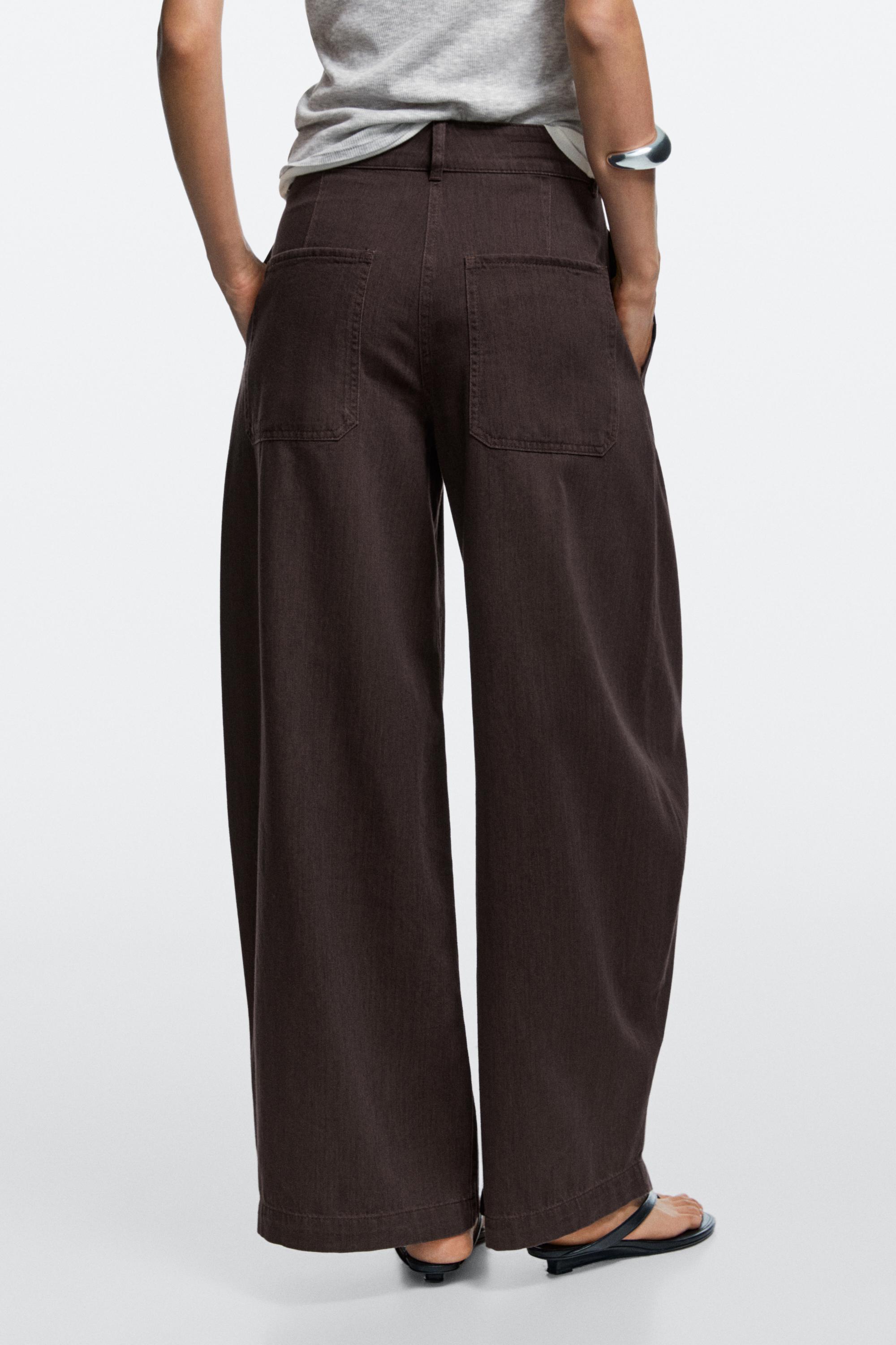 Pleated barrel fit jeans
