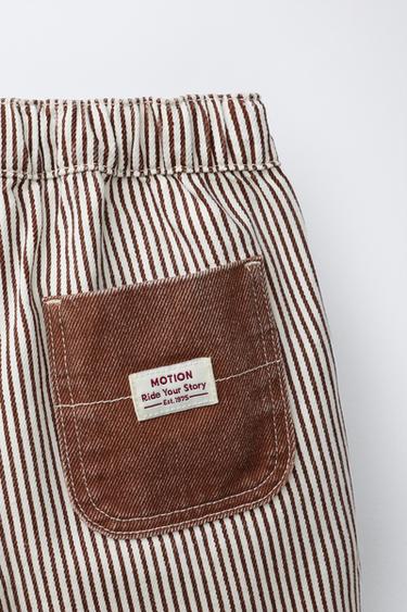 STRIPED TWILL BERMUDA SHORTS - Ecru by Zara - Image 3