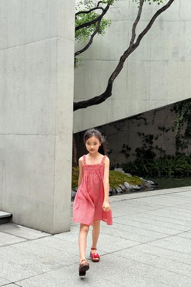 GINGHAM DRESS - Red / White by Zara