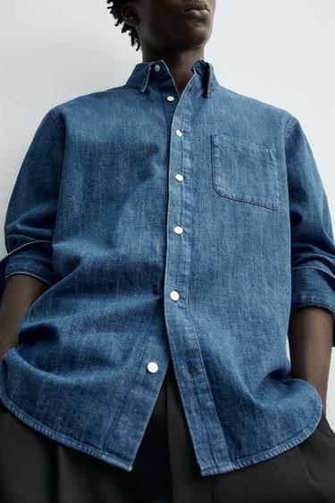 SELVEDGE DENIM SHIRT - Blue by Zara - Image 5