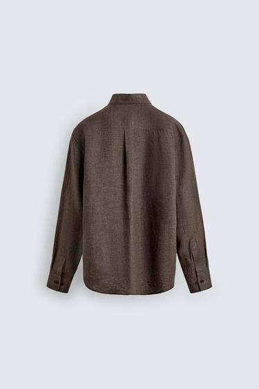 CHEMISE REGULAR FIT 100% LIN - Marron chiné de Zara - Image 7