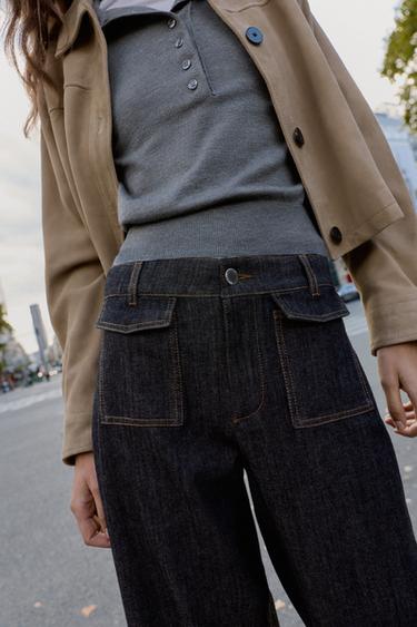 JEAN Z1975 CULOTTE TAILLE NORMALE POCHES À RABAT - Noir de Zara - Image 4