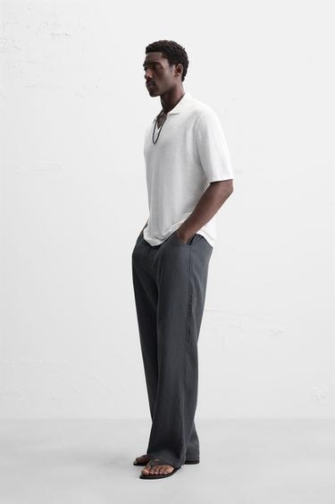 POLO EN MAILLE 100 % CHANVRE - Blanc de Zara - Image 3