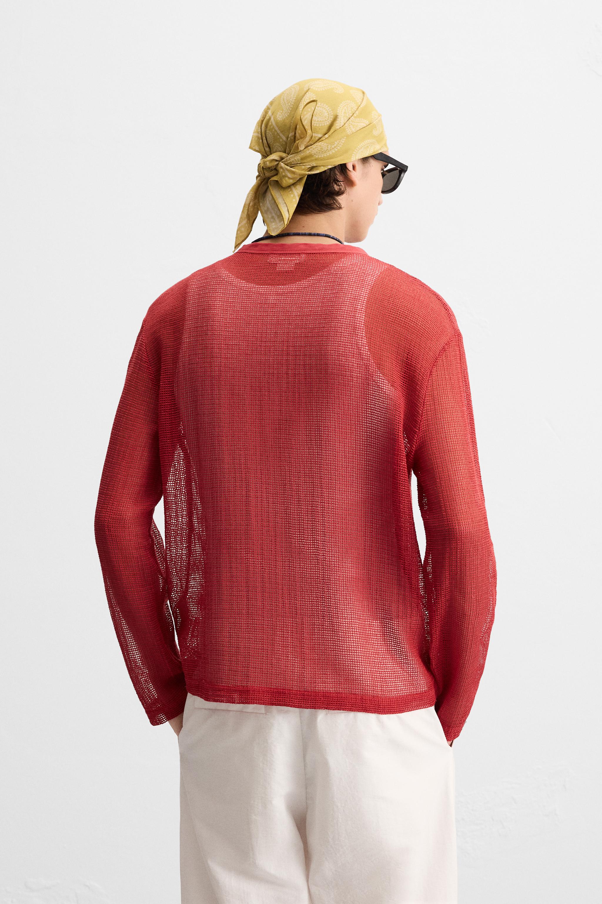 OPEN KNIT T-SHIRT - Red | ZARA United States