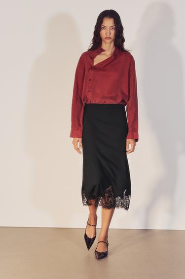 ZW COLLECTION HIGH NECK SIDE CLOSURE SHIRT — Maroon 1