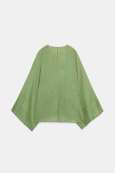 CHEMISE À RAYURES RAMIE ZW COLLECTION - Vert / Écru de Zara - Image 6