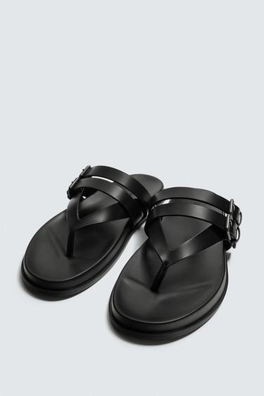 STRAPPY SANDALS WITH BUCKLE DETAIL - Black by Zara - Image 4