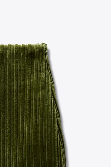 Zara CORDUROY MINI SKIRT - Mid-green