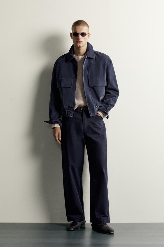 CROPPED FIT VELOUR JACKET - Blue / Grey by Zara - Image 0