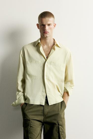 RELAXED FIT STRIPED FLOWING SHIRT - Light green by Zara