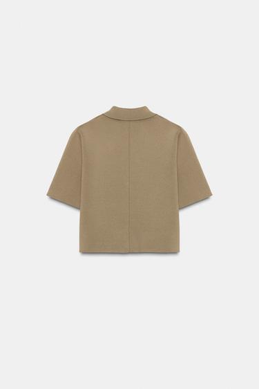 SHORT SLEEVE KNIT CARDIGAN - Light khaki by Zara - Image 6