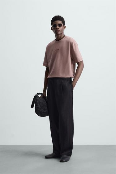 CAMISETA BORDADO COMBINADO - Rosa-pálido da Zara - Imagem 0