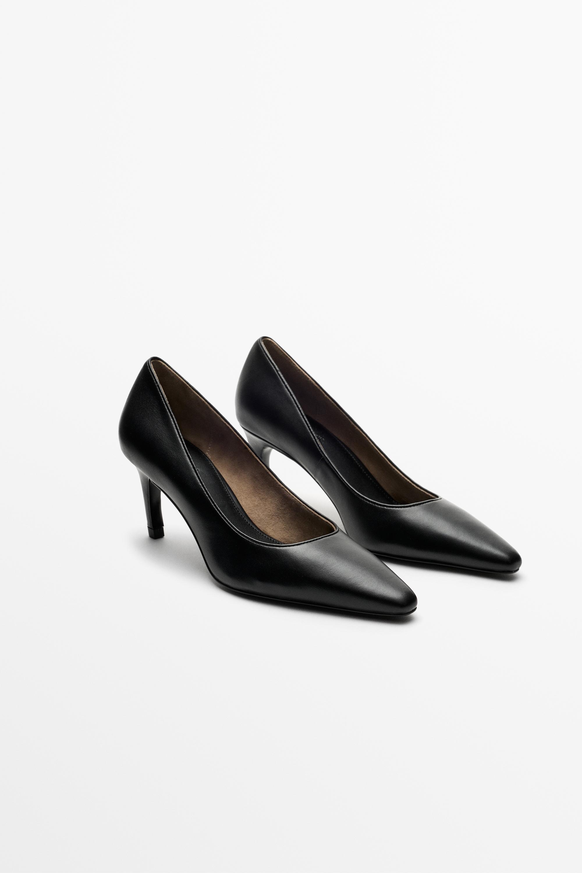 Leather high-heel shoe