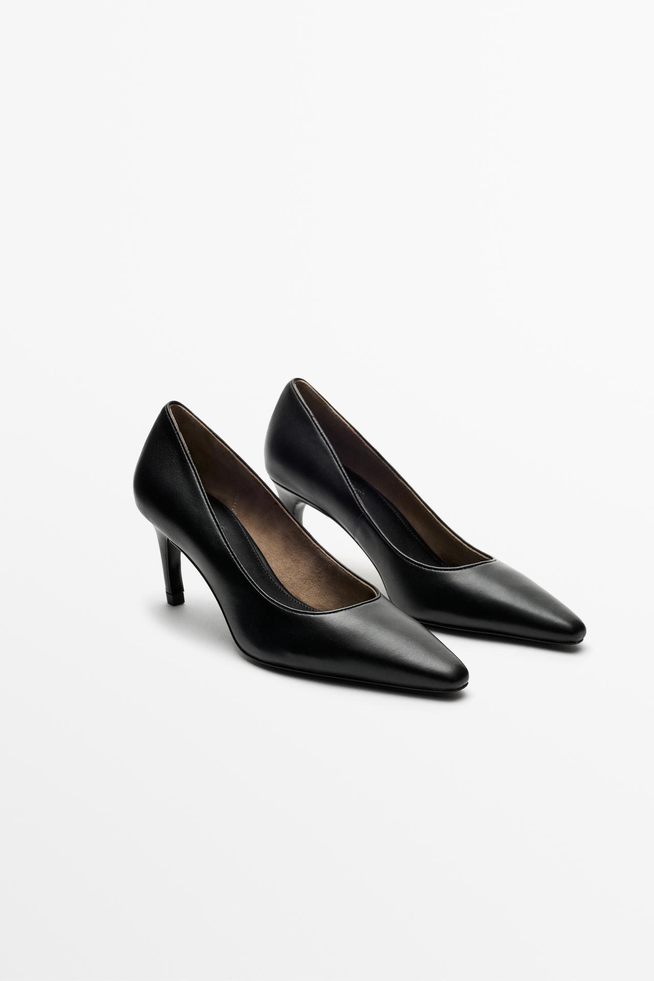 Leather high-heel shoe — Black