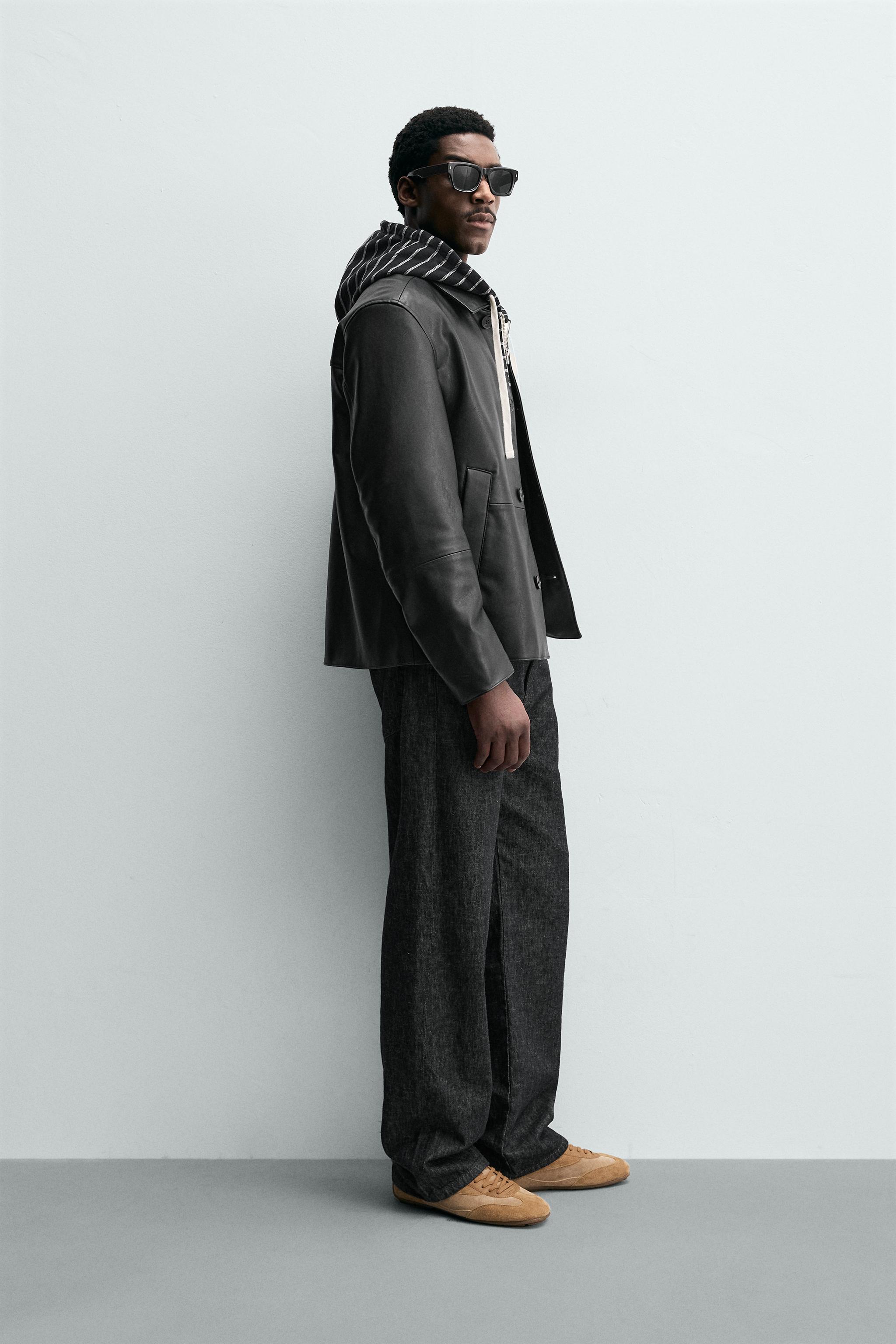 FAUX LEATHER REGULAR FIT OVERSHIRT