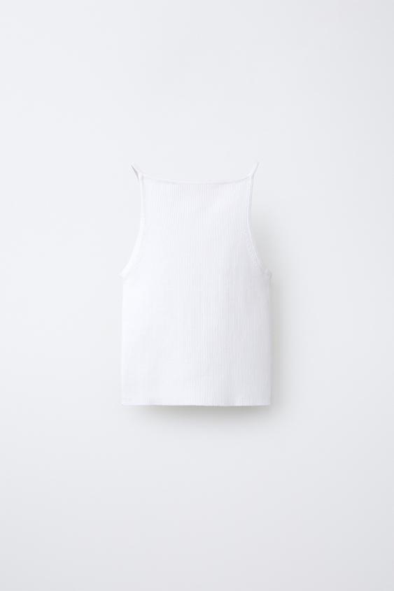 TOP PUNTO CANALÉ - Blanco roto de Zara - Imagen 0
