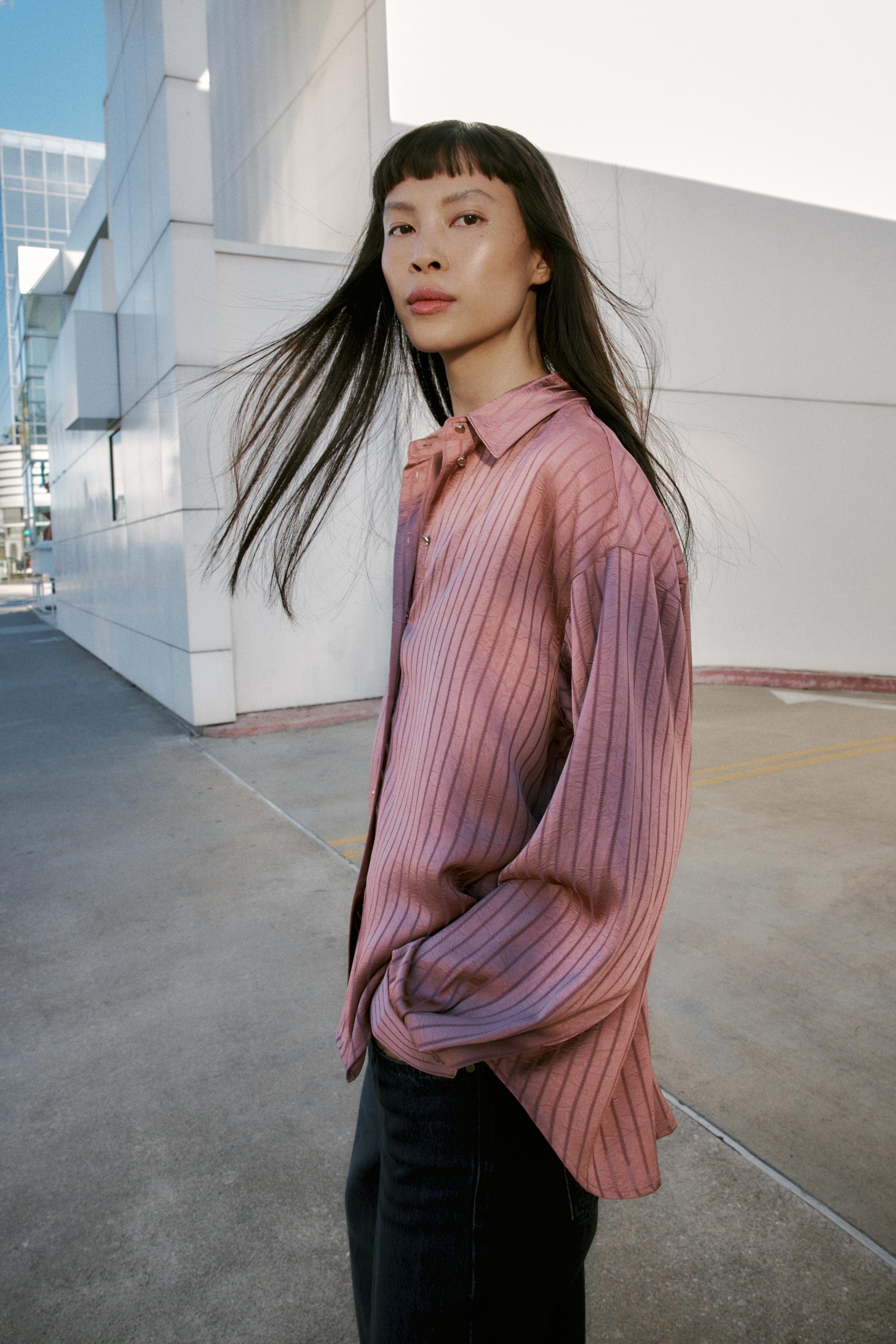 SATIN EFFECT STRIPED SHIRT