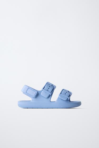 BUCKLED RUBBERISED SANDALS - Blue by Zara
