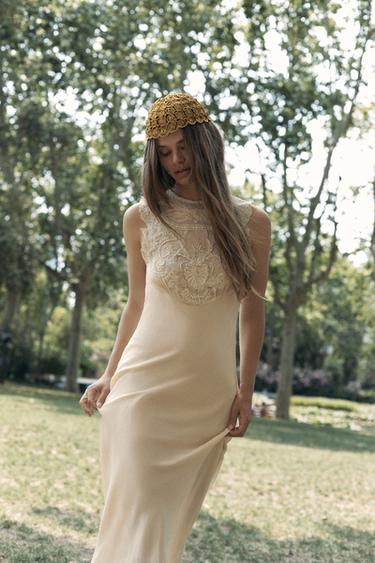Zara LIMITED EDITION BEADED CROCHET CAP - Golden - Image 0