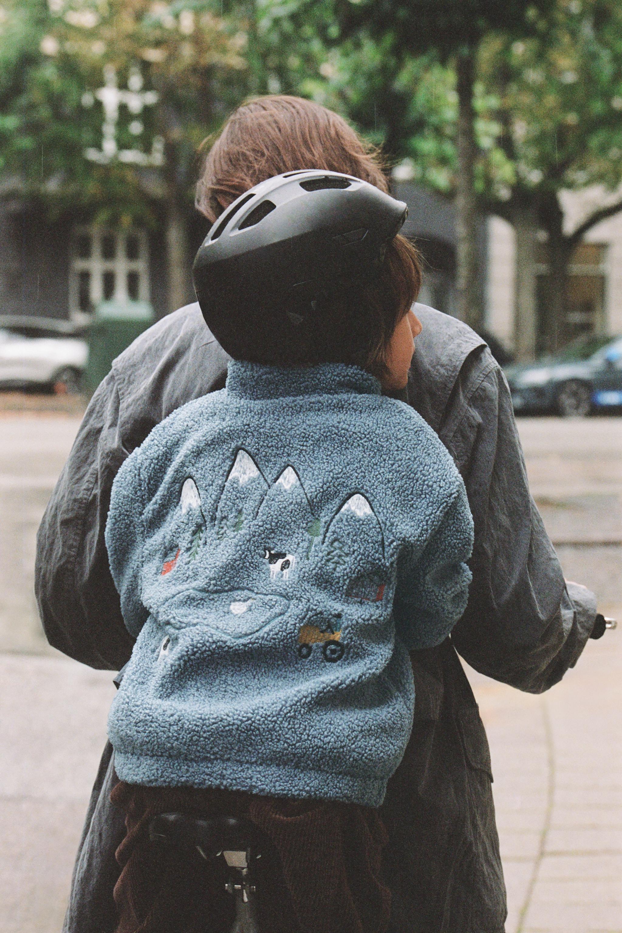 FAUX SHEARLING EMBROIDERED JACKET - Blue / Gray | ZARA United States