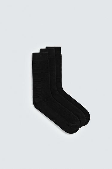 3-PACK OF CHECK SOCKS - Black by Zara