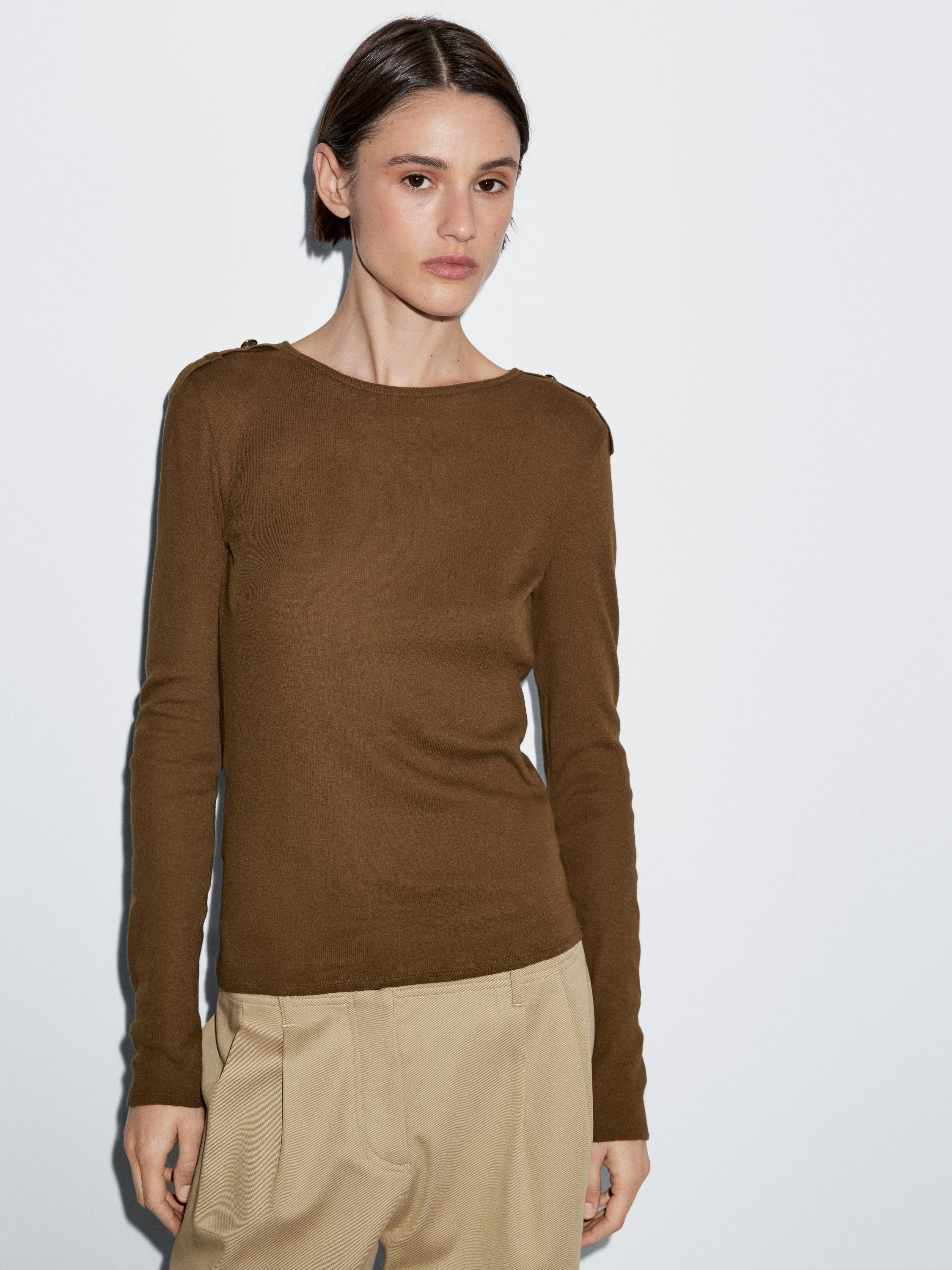 Knit T-shirt with shoulder detail