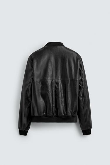 LEATHER EFFECT BOMBER JACKET - Black by Zara - Image 7